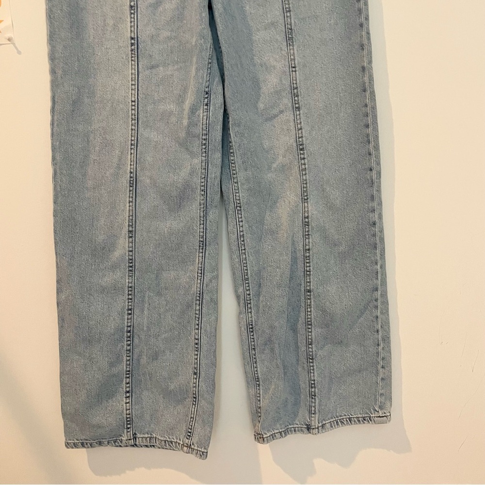 Zara TRF STRAPLESS DENIM JUMPSUIT Blogger Fav Wide Leg - Picture 8 of 15